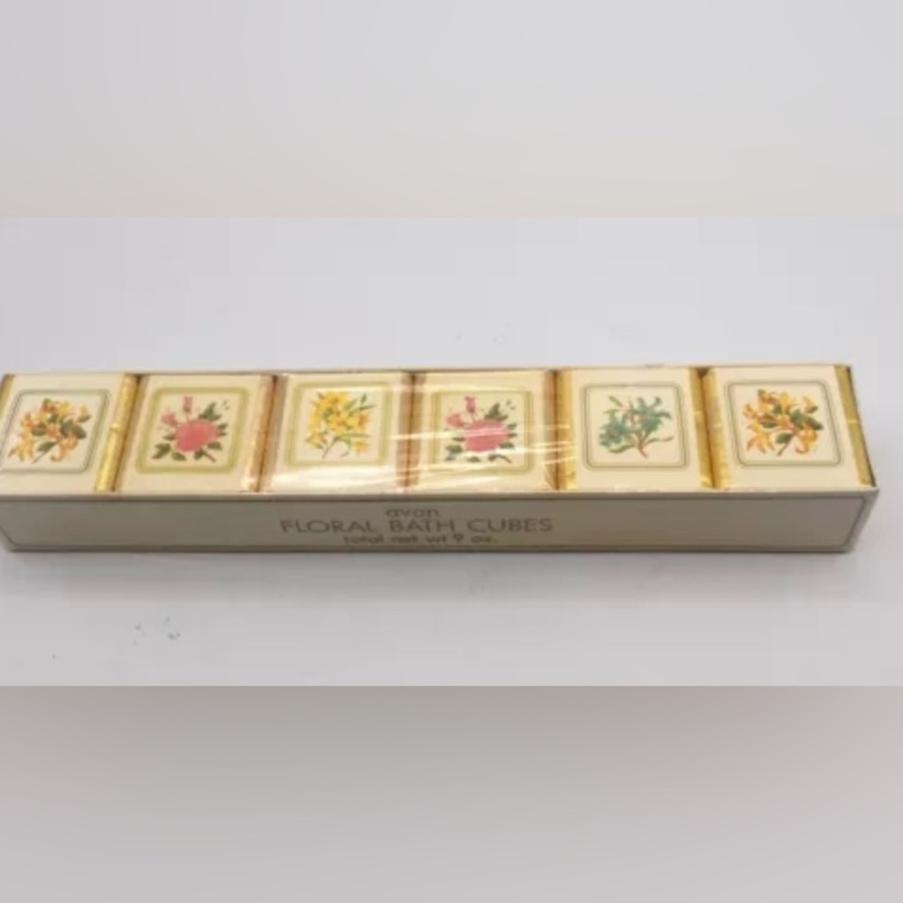 Vintage Avon Floral Bath Cubes Set Of 6 Double Blocks 1983 Made In England